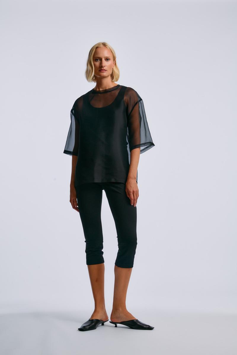 one & other MARTHE SILK TOP BLACK