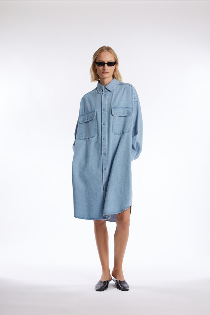 One & Other MIAMI DRESS LT BLUE DENIM