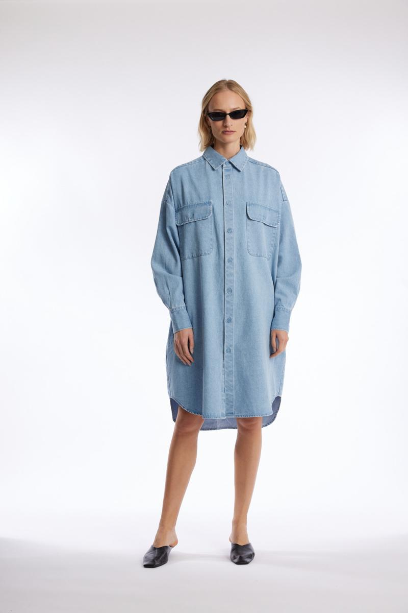 one & other MIAMI DRESS LT BLUE DENIM