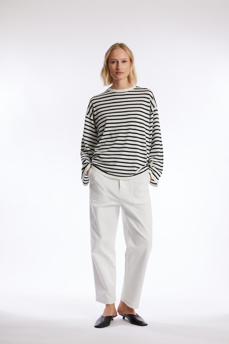 One & Other NELIA STRIPE SWEATER OFFWHITE