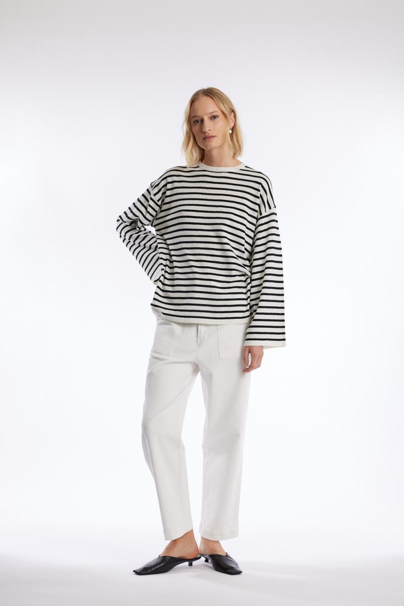 One & Other NELIA STRIPE SWEATER OFFWHITE