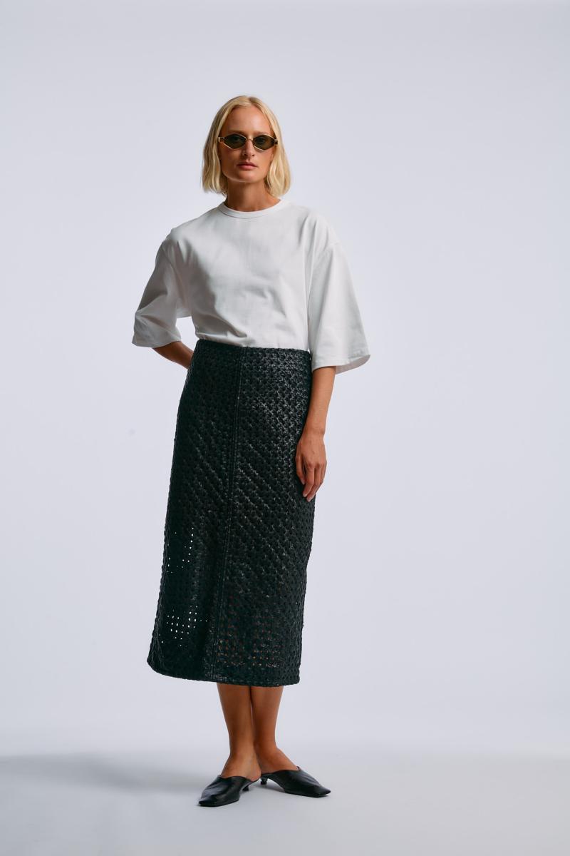 One & Other RAF LEATHER SKIRT BLACK