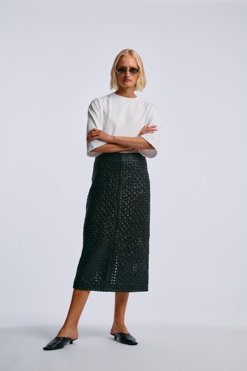 One & Other RAF LEATHER SKIRT BLACK