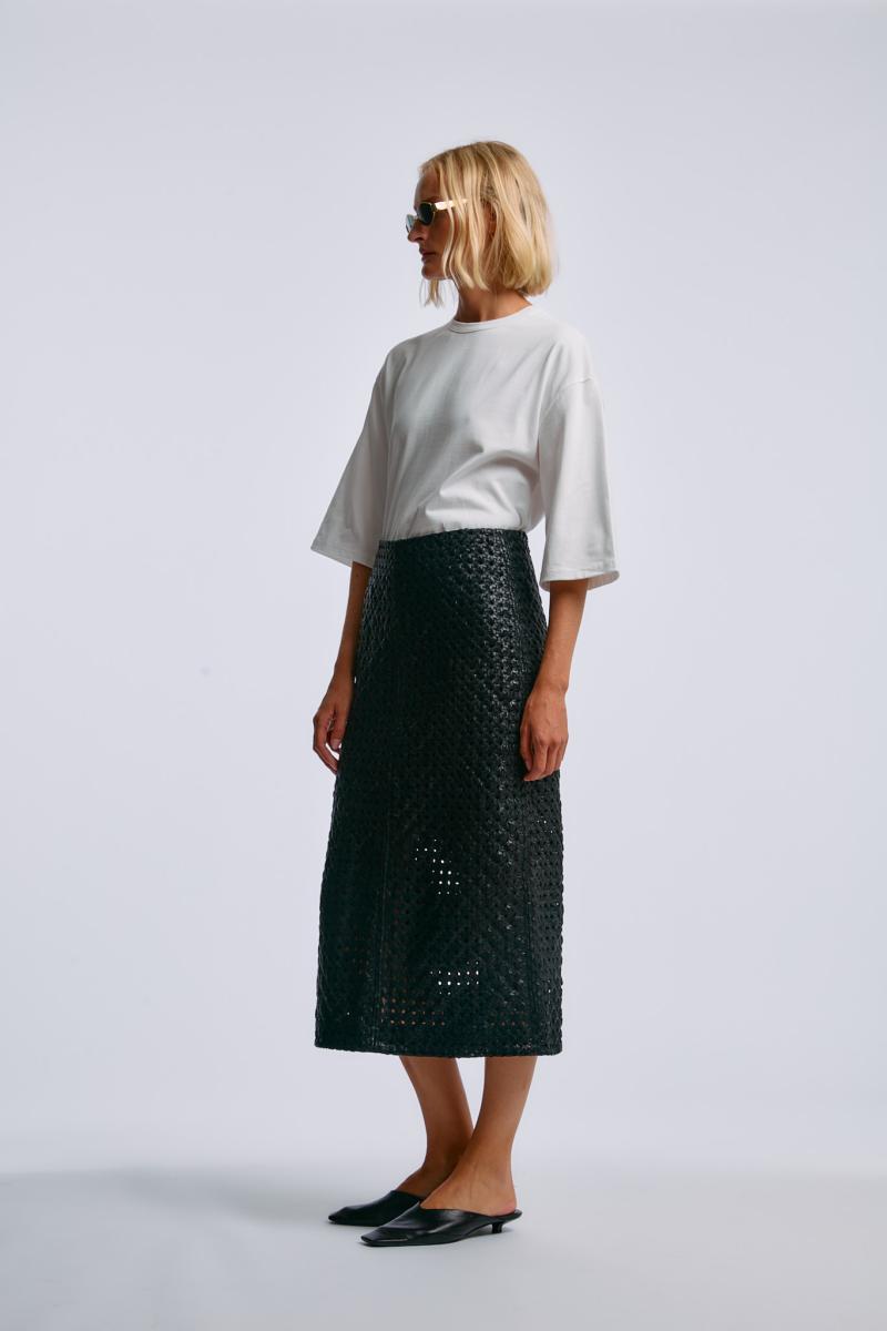 One & Other RAF LEATHER SKIRT BLACK