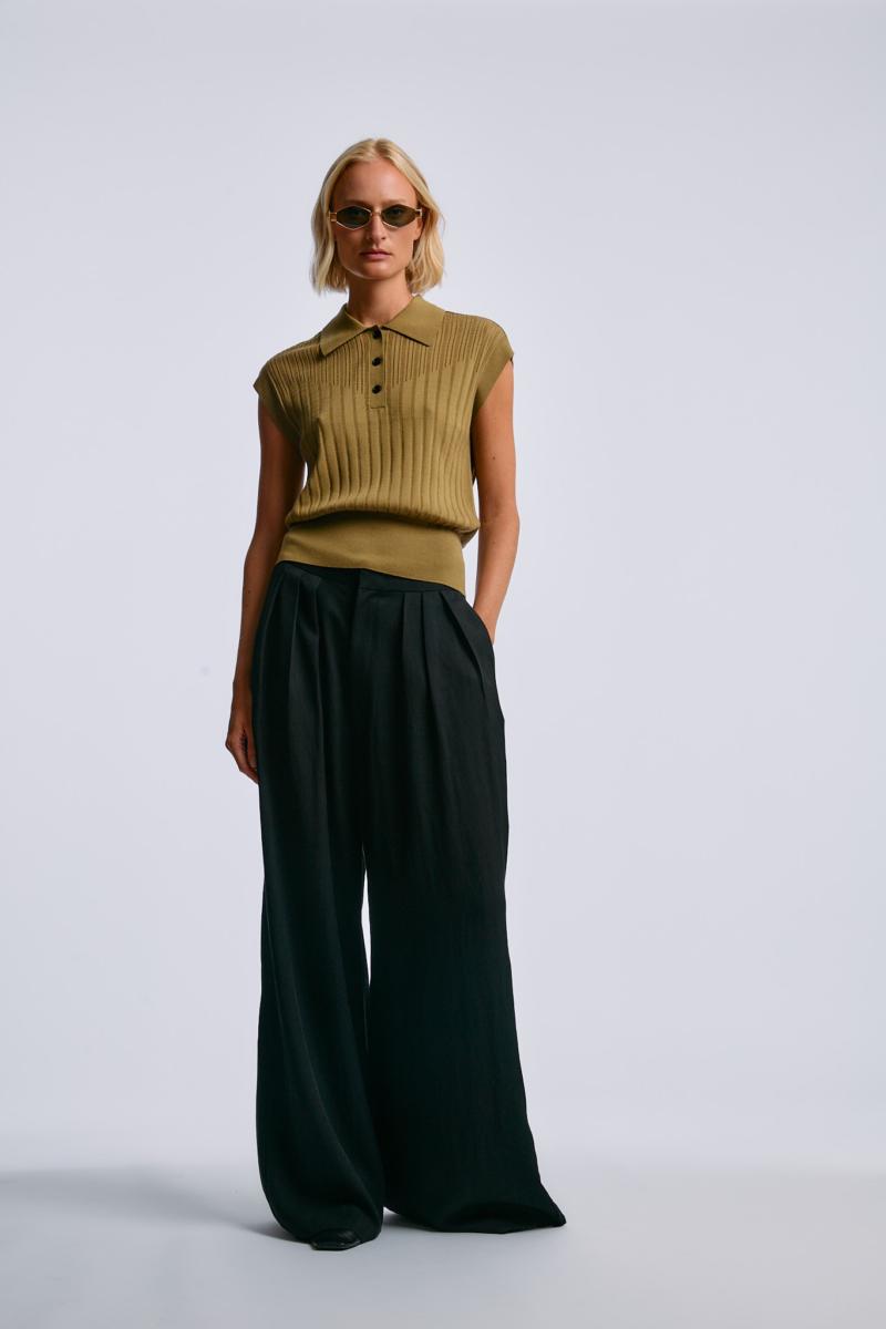 one & other STELLA KNITTED TOP GOLDEN GREEN