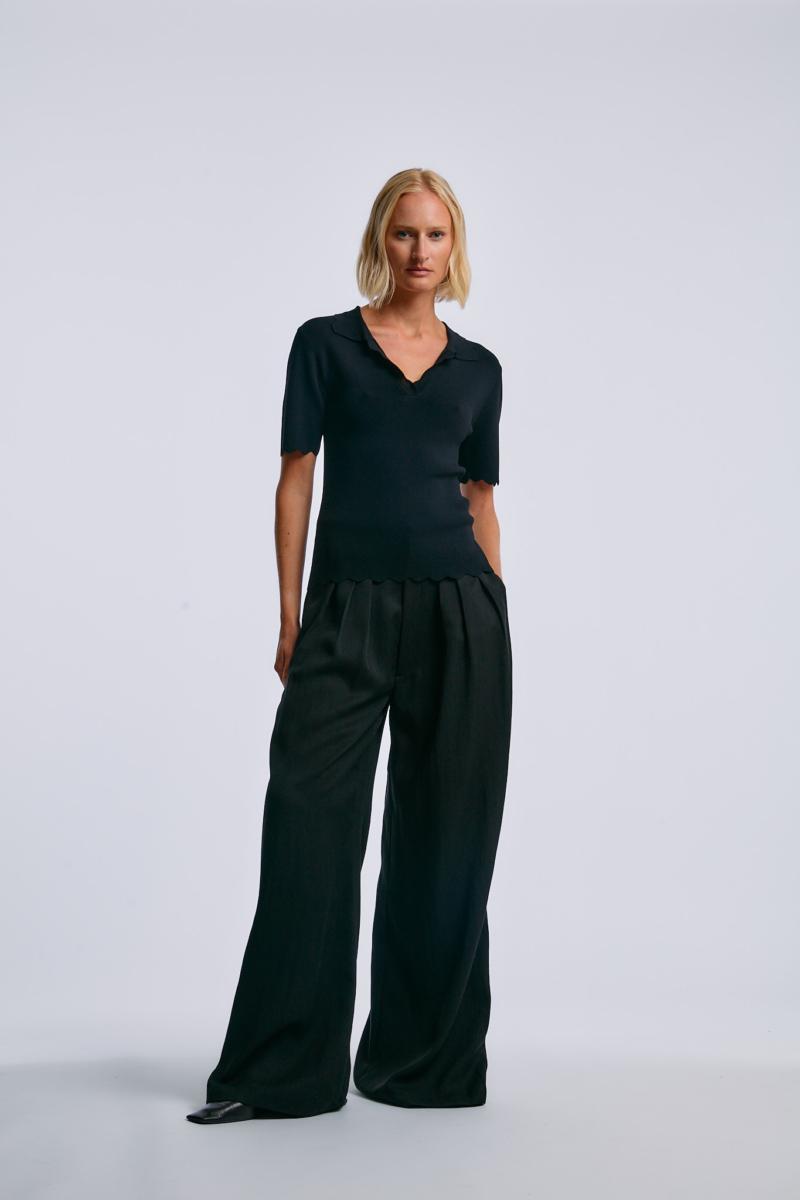 one & other TRU KNITTED TOP BLACK