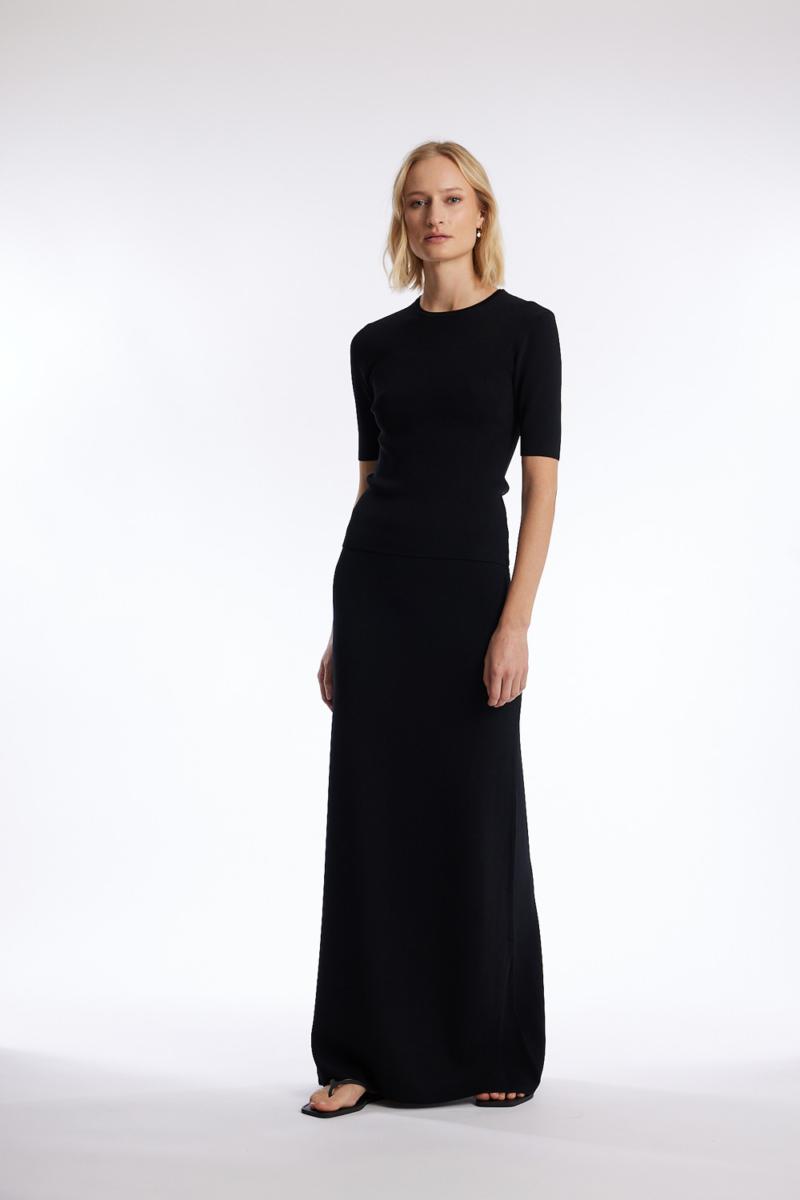one & other WEST KNITTED SKIRT BLACK