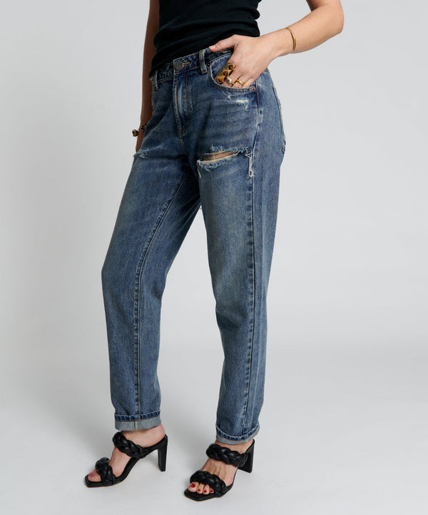 One Teaspoon 1982S High Waist Balloon Denim Jeans - Used Blue