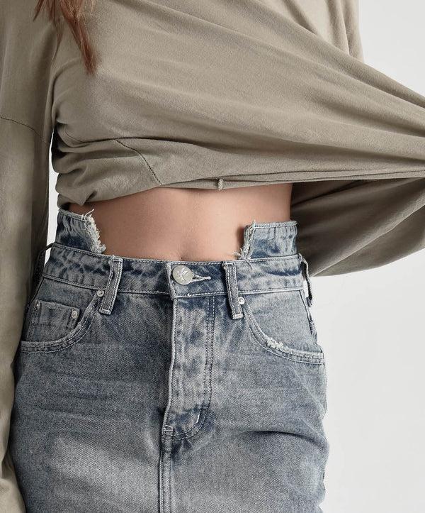 One Teaspoon 2020 High Waist Mini Denim Skirt - Blue Society