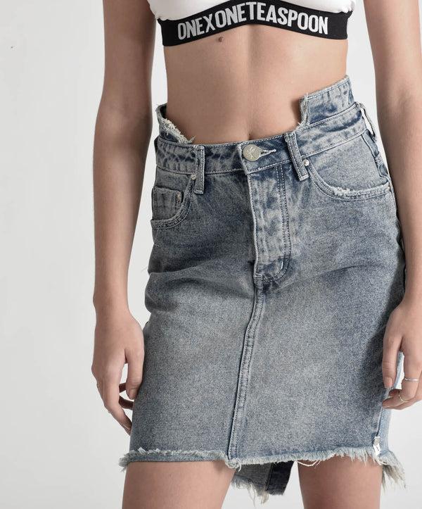 One Teaspoon 2020 High Waist Mini Denim Skirt - Blue Society