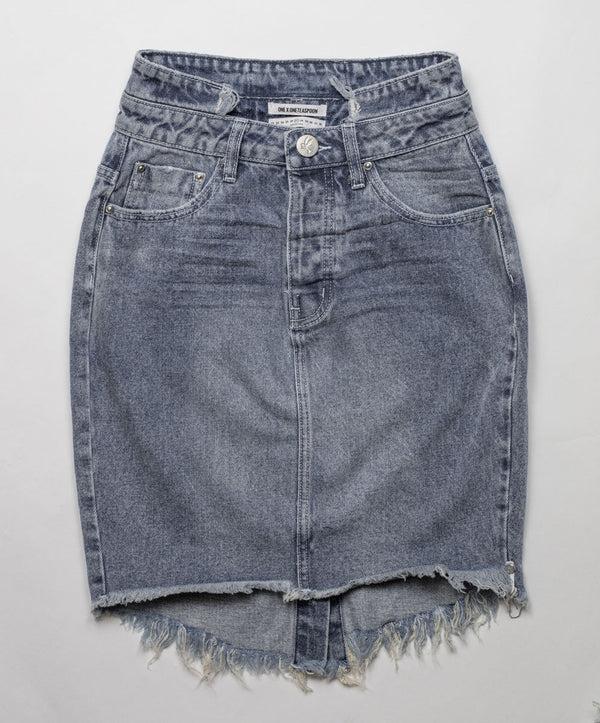 One Teaspoon 2020 High Waist Mini Denim Skirt - Blue Society