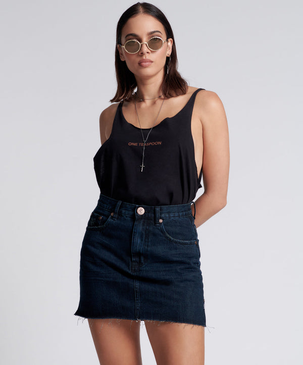 one teaspoon 2020 High Waist Mini Denim Skirt - Fox Black