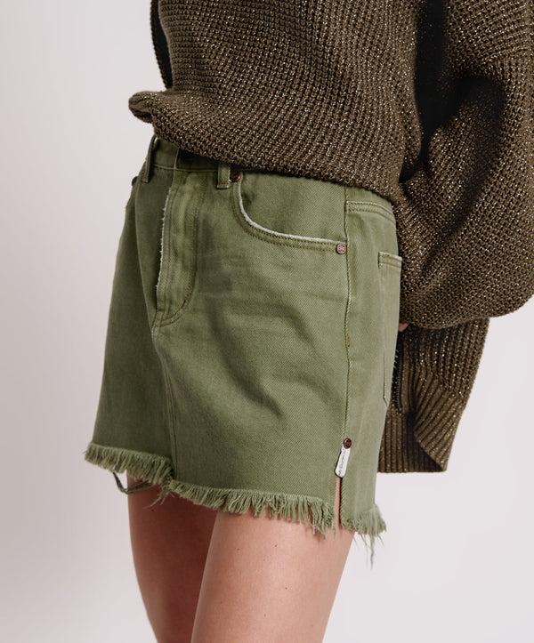 One Teaspoon 2020 High Waist Mini Denim Skirt - Military Khaki