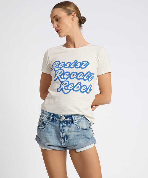 One Teaspoon 25th Anniversary Resist Revolt Rebel Tee - White