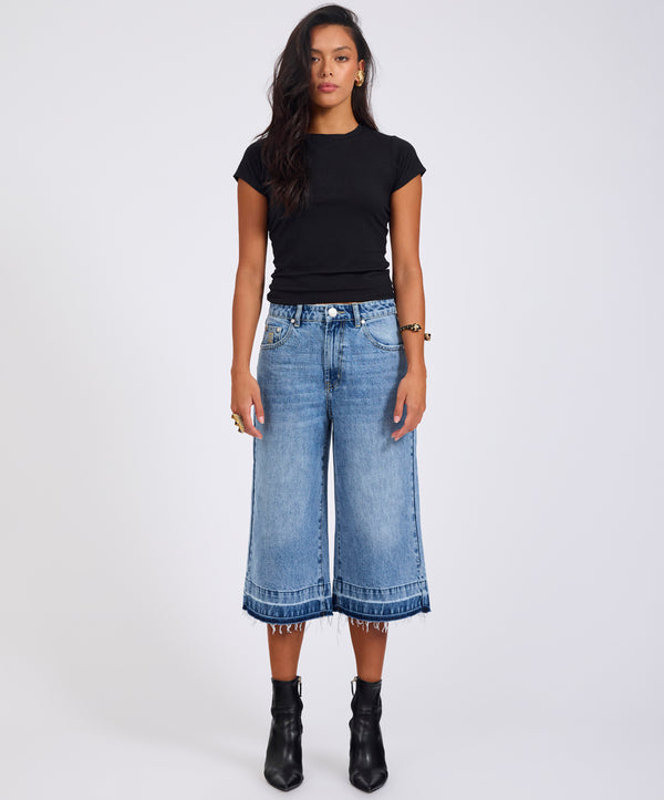 One Teaspoon 720'S Mid Waist Long Length Shorts - Pretty Blue