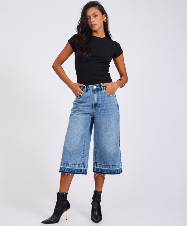 One Teaspoon 720'S Mid Waist Long Length Shorts - Pretty Blue