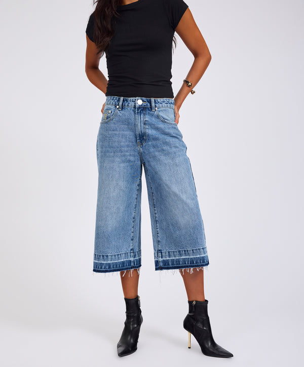One Teaspoon 720'S Mid Waist Long Length Shorts - Pretty Blue