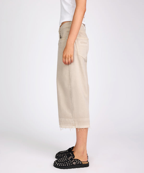 One Teaspoon 720'S Mid Waist Super Long Length Denim Shorts - Stone