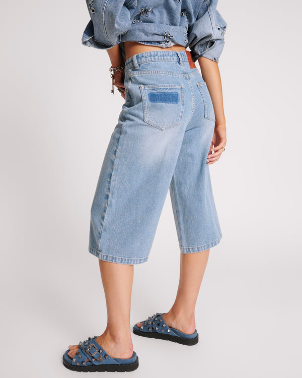 One Teaspoon 720'S Mid Waist Super Long Length Shorts - Cobaine