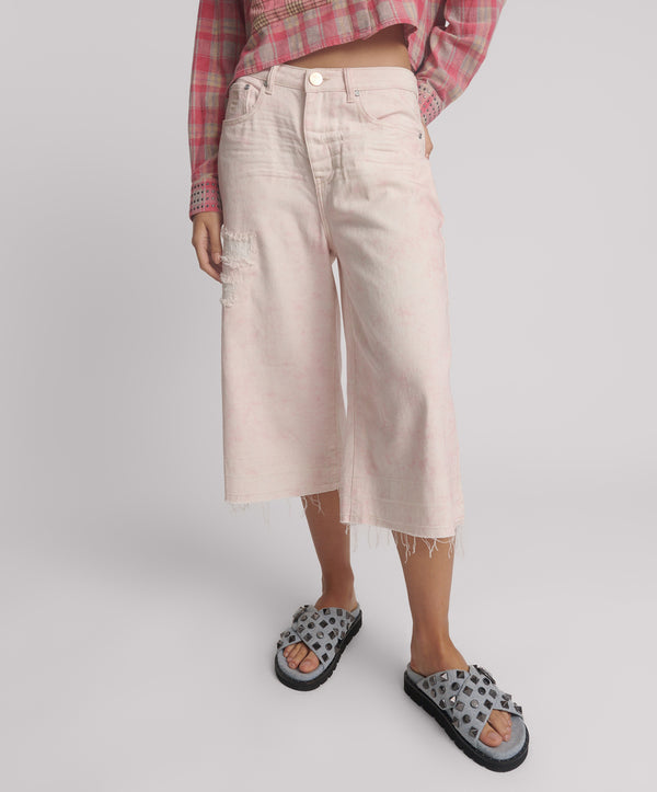 One Teaspoon 720'S Mid Waist Super Long Length Shorts - Young Love