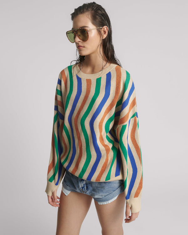 One Teaspoon Acid Trip Knitted Wool Sweater - Striped Cream