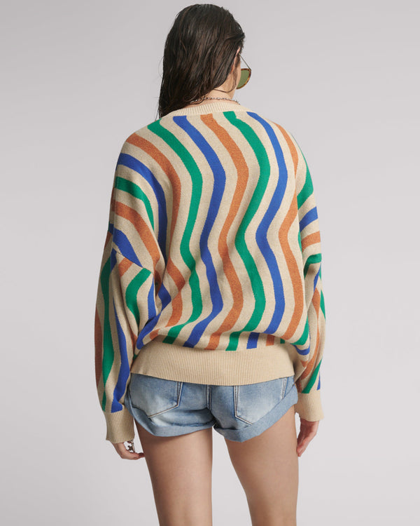One Teaspoon Acid Trip Knitted Wool Sweater - Striped Cream