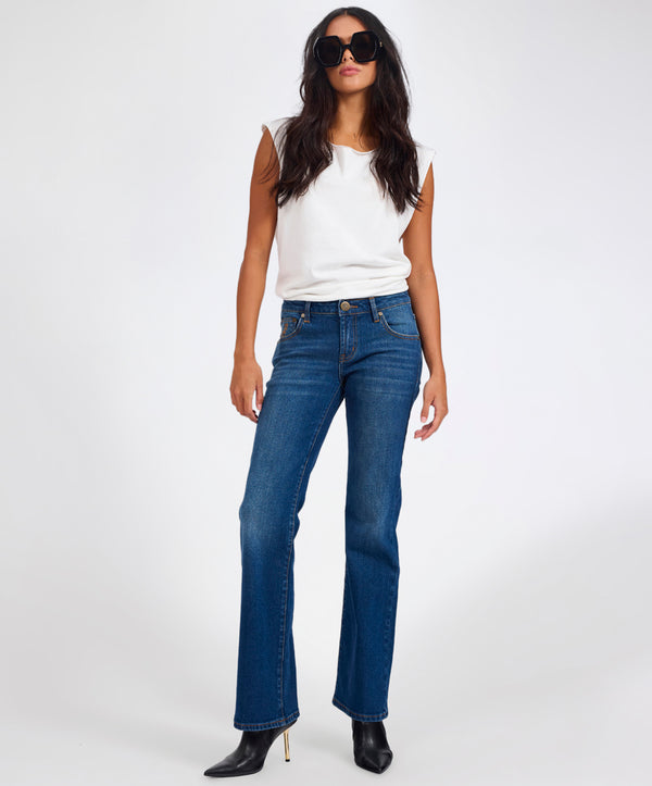 one teaspoon Alice Low Waist Bootcut Denim Jeans - Indigo Blue