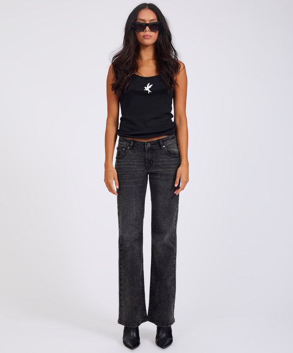 One Teaspoon Alice Low Waist Bootcut Denim Jeans - Washed Black