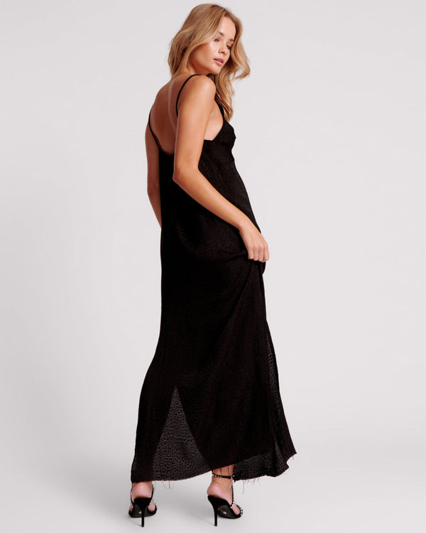 One Teaspoon Animal Jaquard Maxi Slip Maxi Dress - Black
