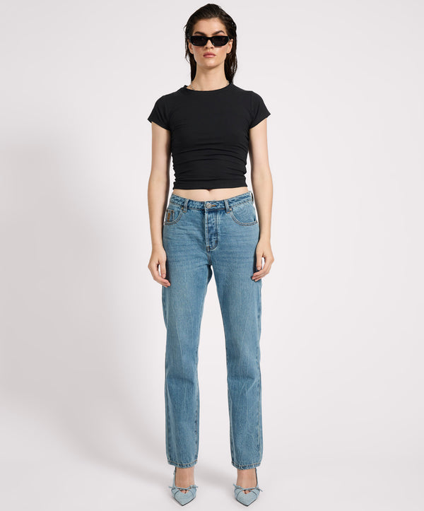 One Teaspoon Austins Mid Waist Relaxed Straight Leg Jeans - Blue Crush