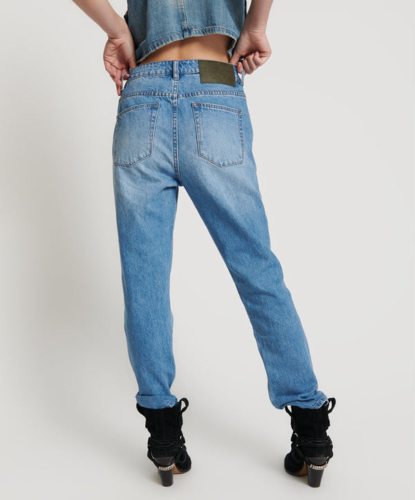 One Teaspoon Awesome Baggies High Waist Straight Leg Denim Jeans - Ciao Blue