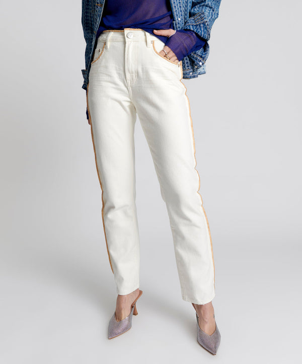 One Teaspoon Awesome Baggies High Waist Straight Leg Denim Jeans - Pearl