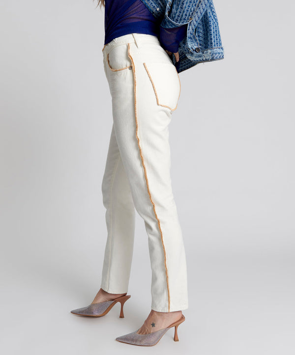 One Teaspoon Awesome Baggies High Waist Straight Leg Denim Jeans - Pearl