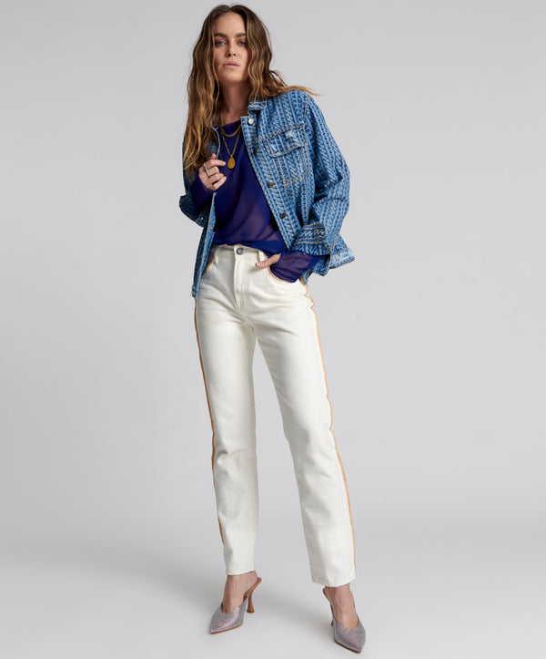 one teaspoon Awesome Baggies High Waist Straight Leg Denim Jeans - Pearl