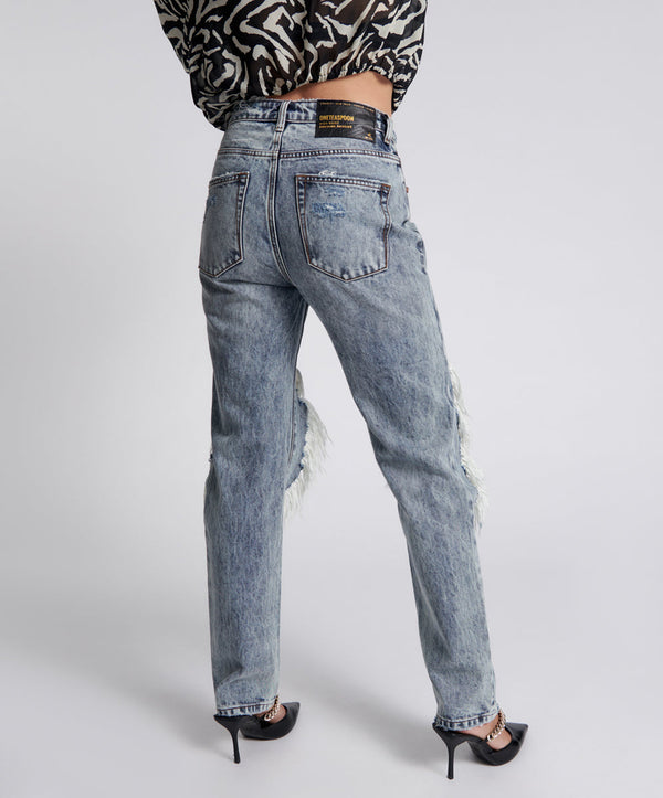 One Teaspoon Awesome Baggies High Waist Straight Leg Denim Jeans - Blue Blossom