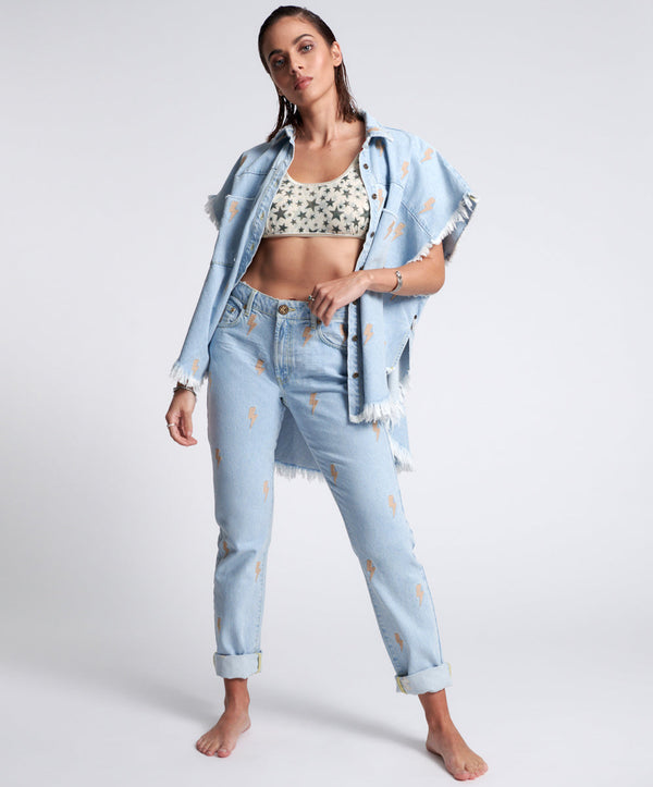 One Teaspoon Awesome Baggies High Waist Straight Leg Denim Jeans - Best Blue