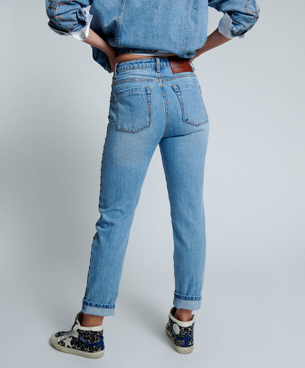 One Teaspoon Awesome Baggies High Waist Straight Leg Denim Jeans - Ocean