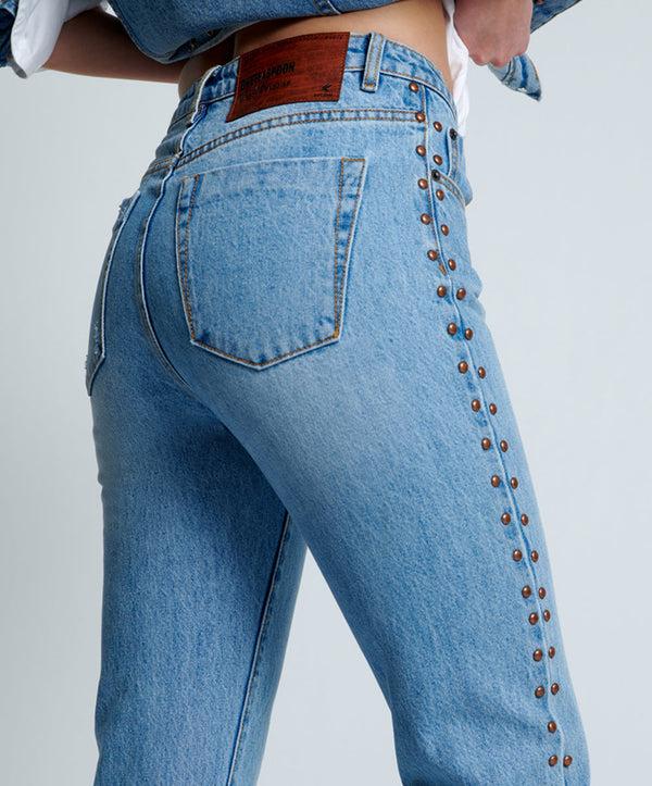 One Teaspoon Awesome Baggies High Waist Straight Leg Denim Jeans - Ocean