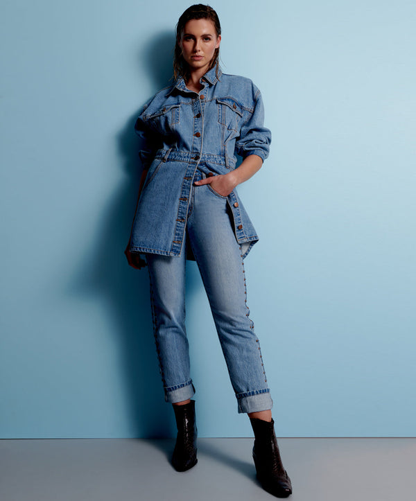 one teaspoon Awesome Baggies High Waist Straight Leg Denim Jeans - Ocean