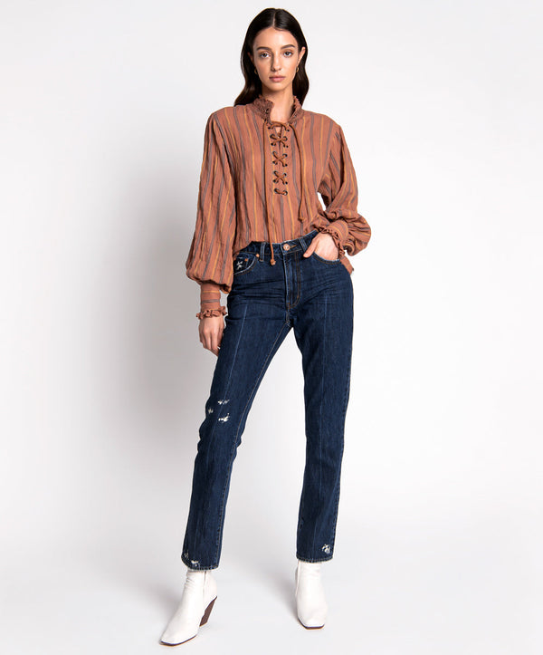 one teaspoon Awesome Baggies High Waist Straight Leg Denim Jeans - Virgin Blue