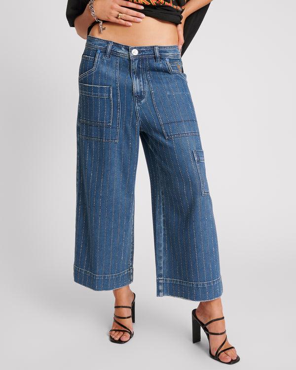 One Teaspoon Bad Boys High Waist Wide Leg Denim Jeans - Glitter Highway