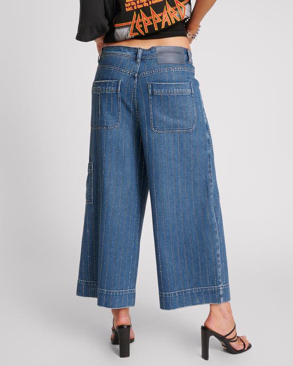 One Teaspoon Bad Boys High Waist Wide Leg Denim Jeans - Glitter Highway
