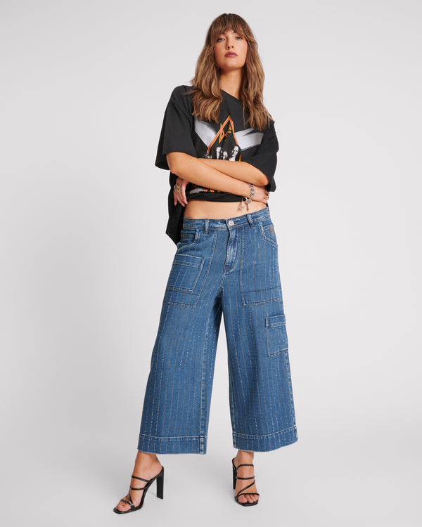one teaspoon Bad Boys High Waist Wide Leg Denim Jeans - Glitter Highway