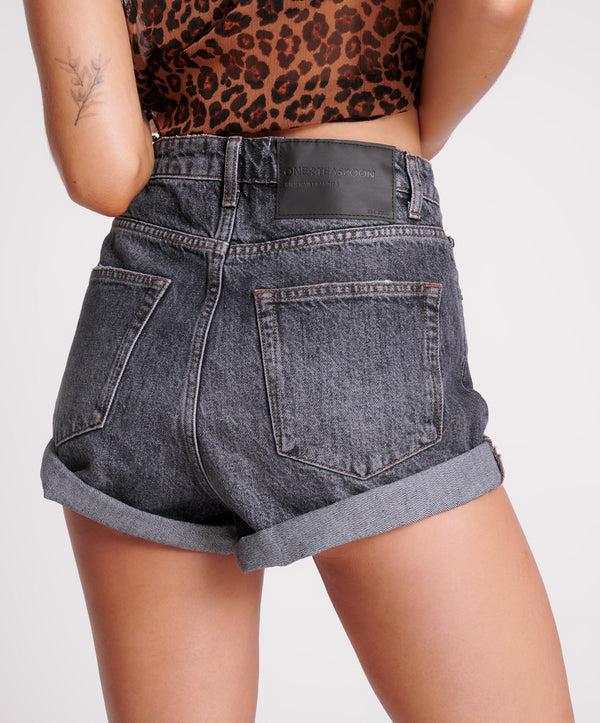 One Teaspoon Bandits High Waist Denim Shorts - Charcoal Grey