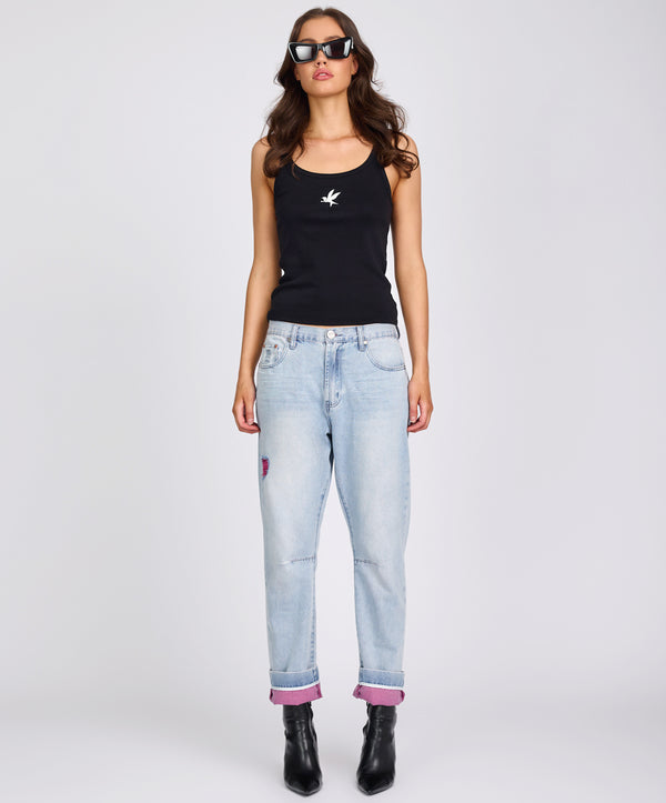 One Teaspoon Bandits Low Waist Boyfriend Denim Jeans - Cheeky Blue