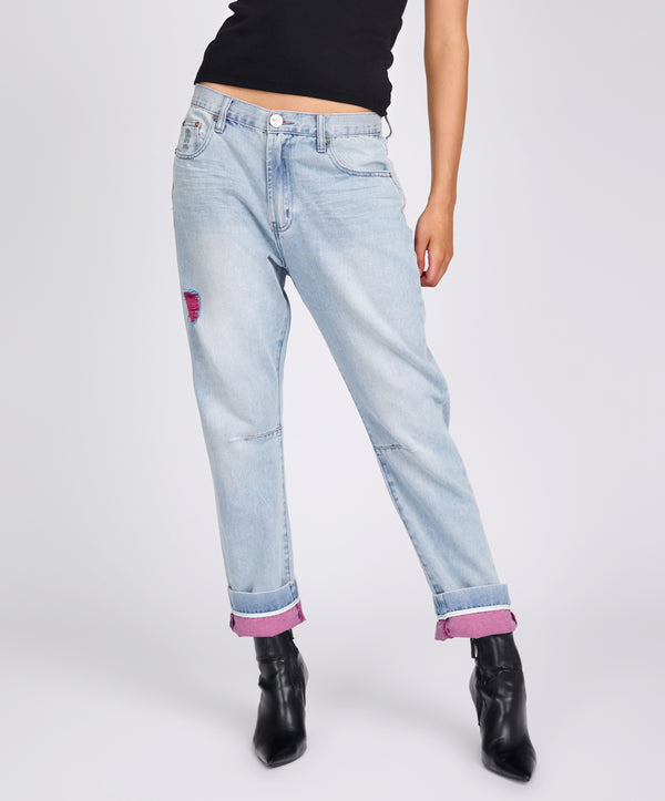 One Teaspoon Bandits Low Waist Boyfriend Denim Jeans - Cheeky Blue
