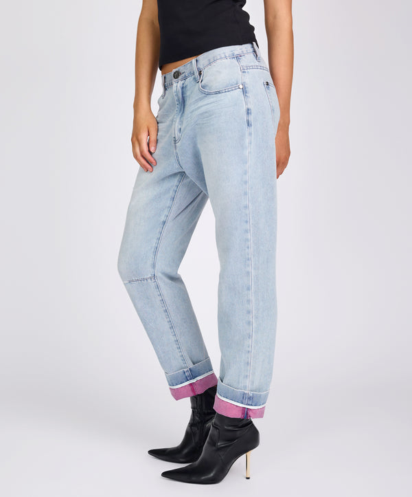 One Teaspoon Bandits Low Waist Boyfriend Denim Jeans - Cheeky Blue
