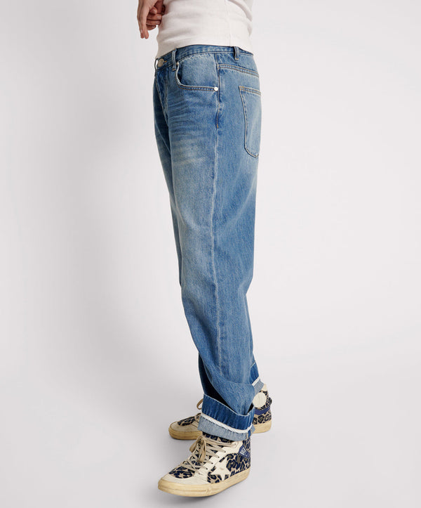 One Teaspoon Bandits Low Waist Boyfriend Denim Jeans - Pacifica