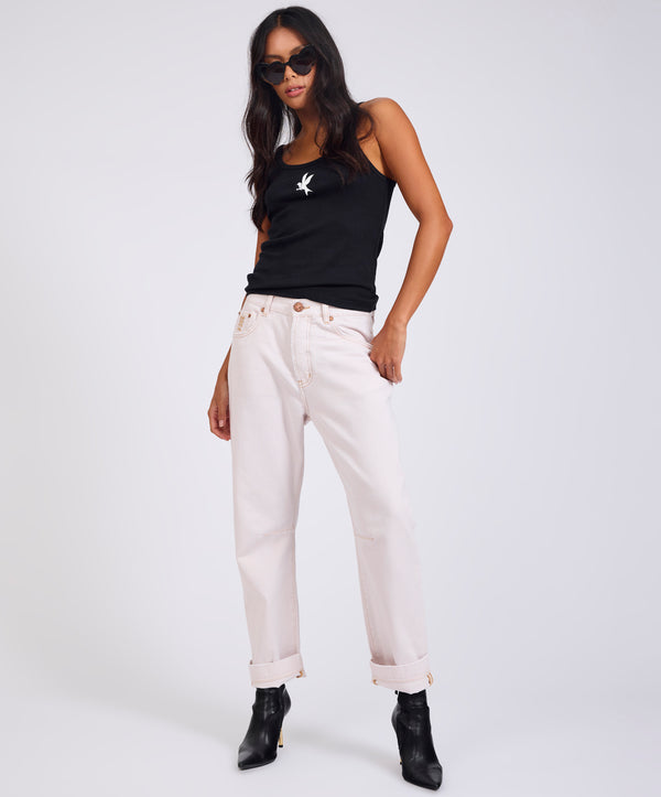 One Teaspoon Bandits Low Waist Boyfriend Denim Jeans - Pink Tint