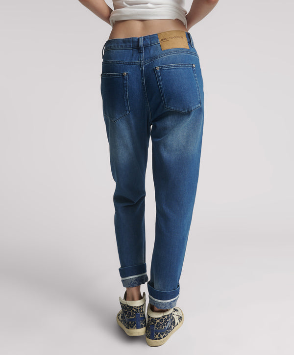One Teaspoon Bandits Low Waist Boyfriend Denim Jeans - Rosewood